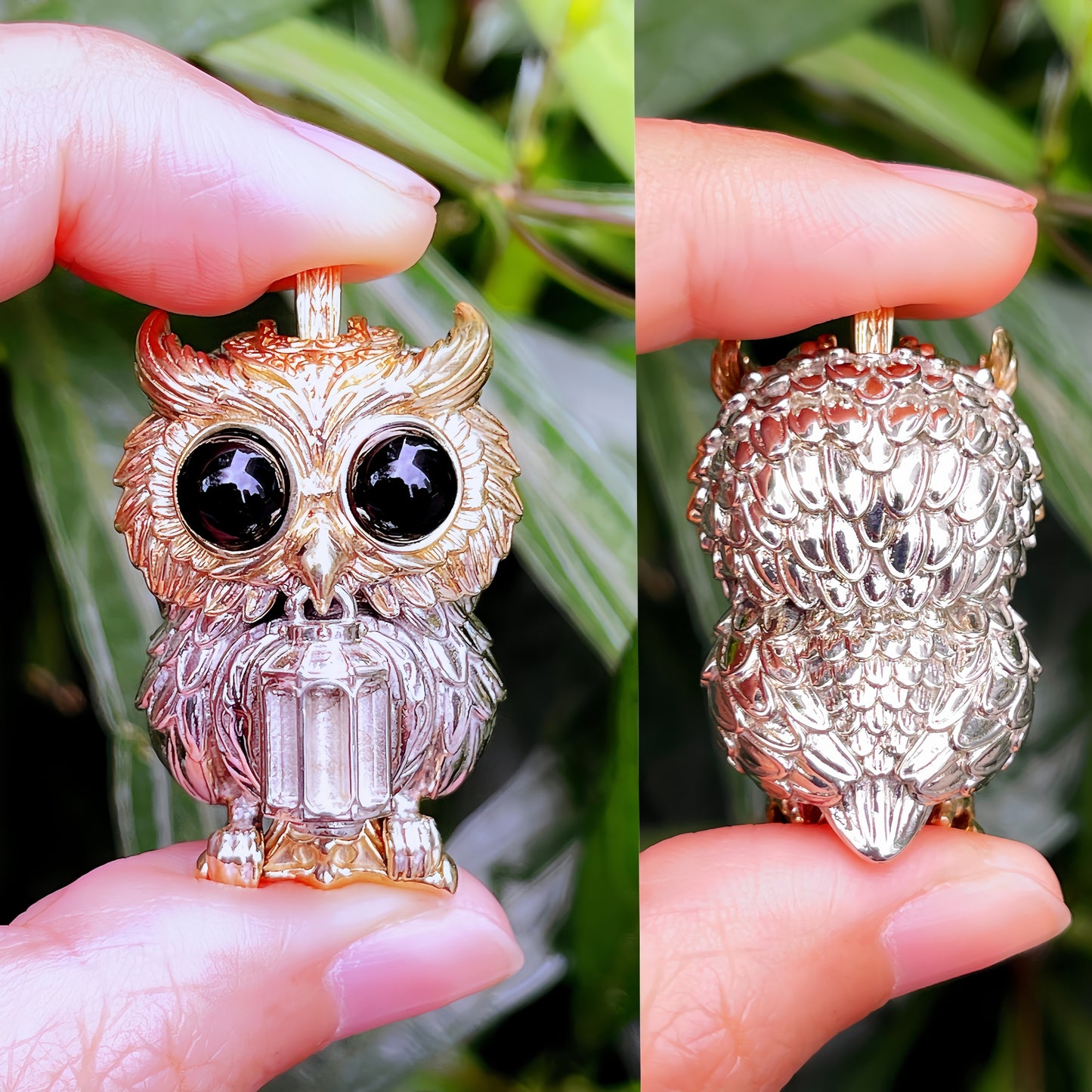 【Early Bird】Owl Trinity Pendant – Handcrafted Brass & Obsidian Owl Necklace with Tritium Glow | EDC Paracord Bead