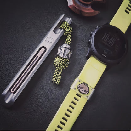 Mandalorian EDC Helmet Bead – Solid Bronze Knife and Paracord Charm