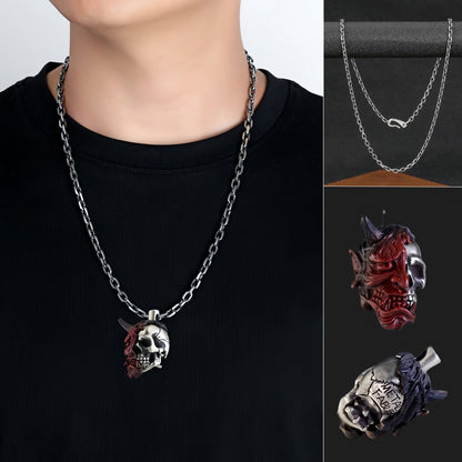Soul Splitter – Modular Hannya Oni Mask & Skull Pendant | Gothic Necklace & EDC Knife Bead