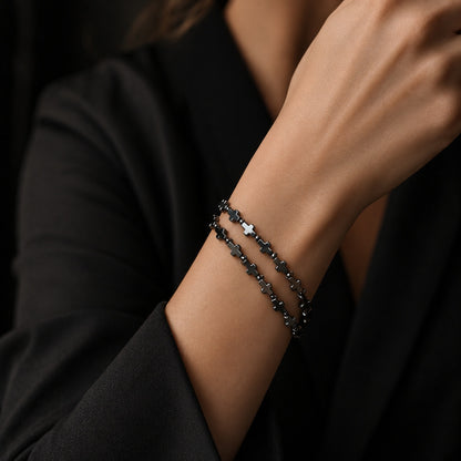 Natural Hematite Cross Double-Wrap Bracelet
