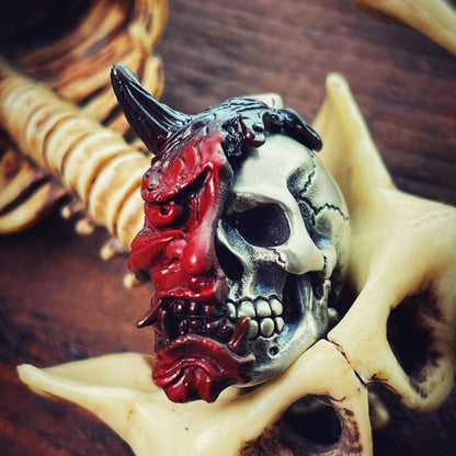 Soul Splitter – Modular Hannya Oni Mask & Skull Pendant | Gothic Necklace & EDC Knife Bead