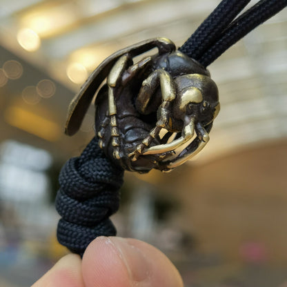 Handmade Bronze Bumblebee Bead – Large EDC Charm for Paracord, Knives & Necklaces