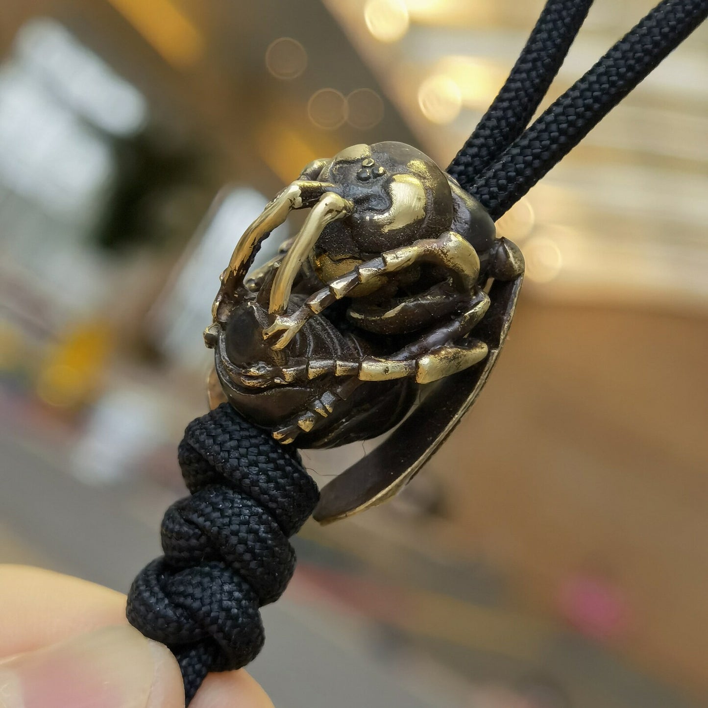 Handmade Bronze Bumblebee Bead – Large EDC Charm for Paracord, Knives & Necklaces