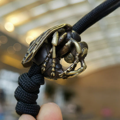 Handmade Bronze Bumblebee Bead – Large EDC Charm for Paracord, Knives & Necklaces