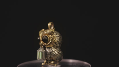 【Early Bird】Owl Trinity Pendant – Handcrafted Brass & Obsidian Owl Necklace with Tritium Glow | EDC Paracord Bead